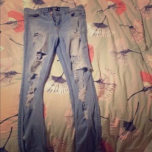 Hollister distressed super skinny highrise jeans